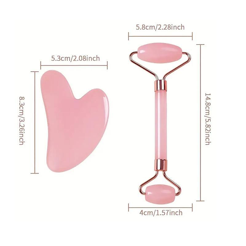 2pcs/set Face Massage Tool, Double-headed Face Roller & Heart Design Gua Sha Board, Skincare Accessories