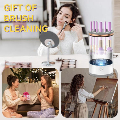 Makeup Brush Cleaner, Brush Cleaning Machine with Makeup Brush Cleaning Mat, Beauty Blender Cleaner for All Size Brush, Makeup Accessories