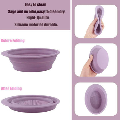 Foldable Makeup Brush Cleaning Bowl, Silicone Makeup Brushes Washing Tool, Makeup Sponges & Makeup Puffs Cleansing Bowl