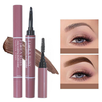 Double Ended Eyebrow Cream, 1 Piece Waterproof Long Lasting Eyebrow Tinted Cream, Smudge Proof Eye Brow Coloring Styling Pen, Eyebrow Makeup Product