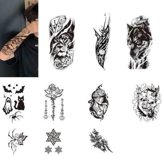 Realistic Fake Temporary Tattoo Sticker, 10pcs High-quality Waterproof Fashionable Temporary Tattoo Sticker, Party and Music Festival Makeup Product