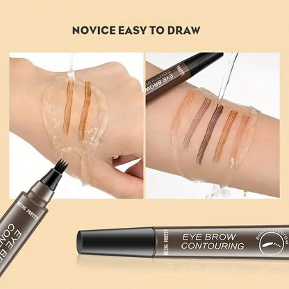 Four Fork Long Lasting Eyebrow Pencil, 1 Count Eyebrow Pencil with a Micro-Fork Tip Applicator, Brow Brush Makeup Tool, Effortlessly and Stays on All Day, Eye Makeup Products