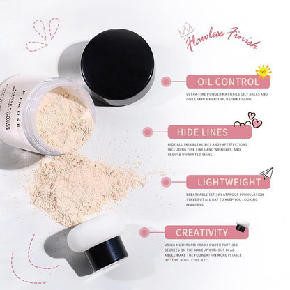 Mushroom Head Oil Control Loose Setting Powder, 1 Count Long Lasting Makeup Setting Powder, Face Makeup Accessories, Cosmetics, Smooths Skin & Completes Makeup, Suitable for All Skins