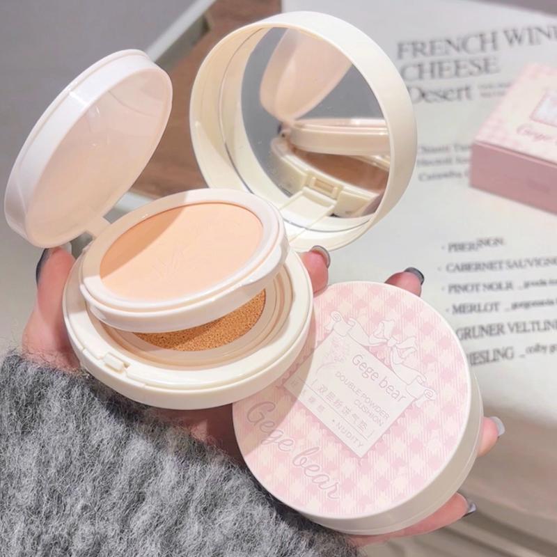 Summer Double Layer Makeup Foundation (2pcs), 2 in 1 Multi-use Powder Air Cushion with Powder Puff, Full Coverage Makeup Cream, Facial Makeup Product for Women & Girls