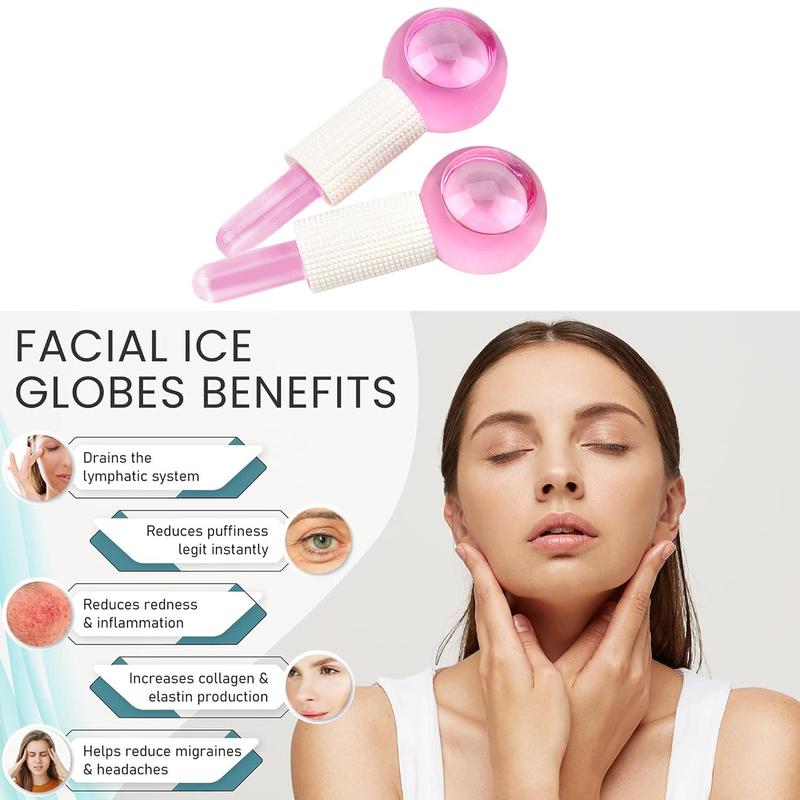 Ice Ball Face & Eye Skincare Massage Roller, 2 Counts/set Professional Ice Ball Face Massager, Beauty & Personal Care Tool for Women