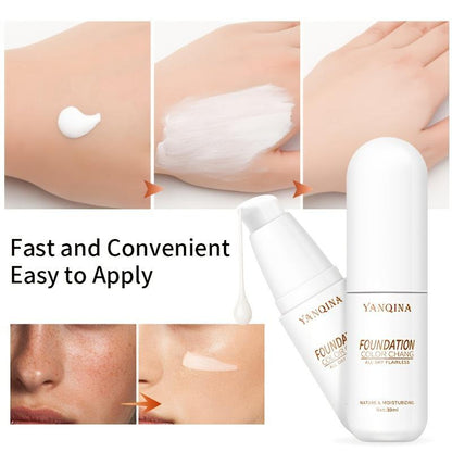 Waterproof Oil Control Liquid Foundation, Moisturizing Full Coverage Flawless Dark Skin Coverage Concealing Foundation Cream, Lightweight Concealer Makeup Cream