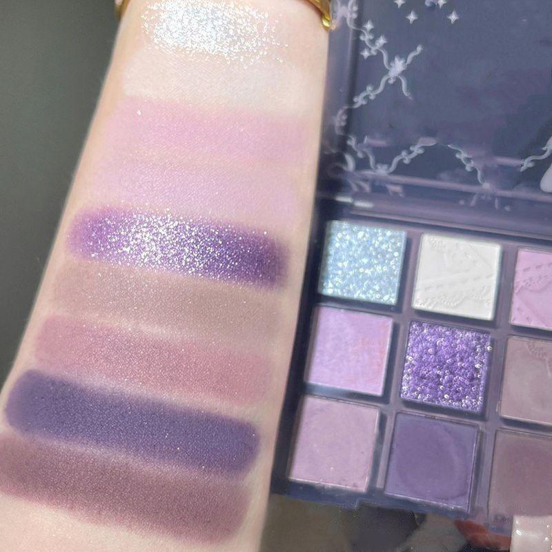 Music Festival Makeup 9 Color Purple Tones?Eyeshadow Palette, Matte Glitter Shimmering Eye Shadow Makeup Palette, High Pigmented Colorful Eye Makeup Product