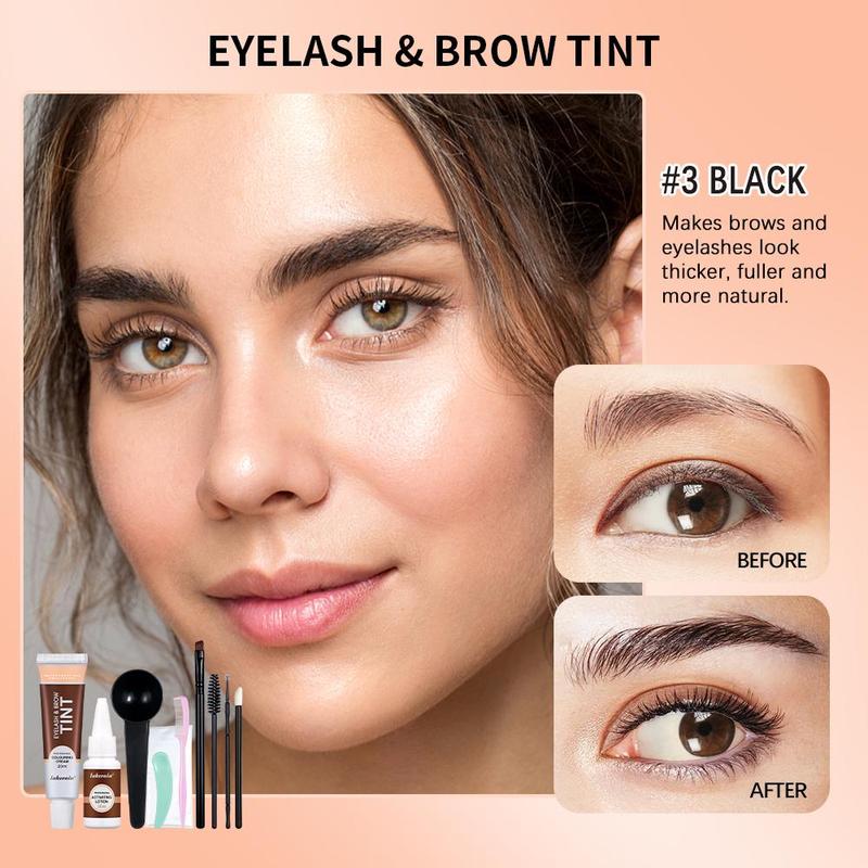 Lash & Brow Dye Set, 1 Box Brow Lamination Kit, Natural Bushy Eyebrow Makeup Kit, Long Lasting Spot Coloring DIY Hair Dying for Salon Home Use