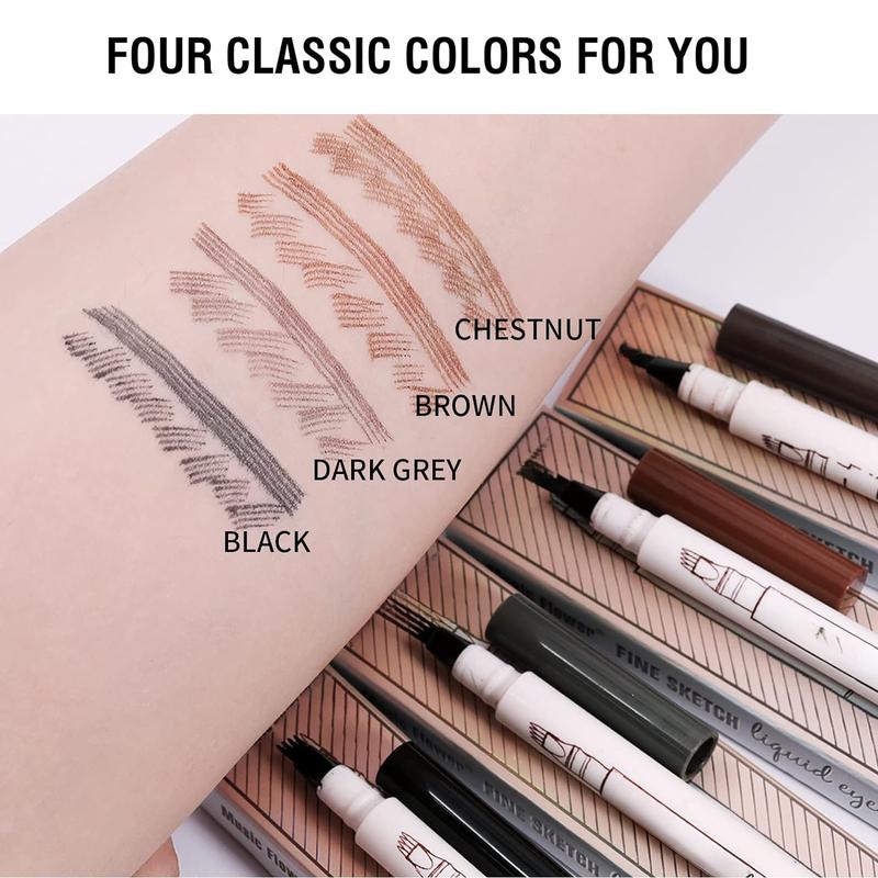 Eyebrow Pen, Liquid Eyebrow Pen, Waterproof Brow Pencil with Micro-Fork Tip, Smudgeproof Long Lasting Fine Sketch Microblading Pen, Reddish Brown