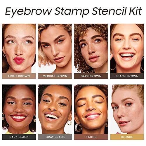 Eyebrow Stamp Stencil Kit, 1 Step Brow Stamp Kit Smudge-Proof, Brow Stamp Trio Kit with Waterproof Eyebrow Pencil, 24 Reusable and Washable Eyebrow Shaping Kit