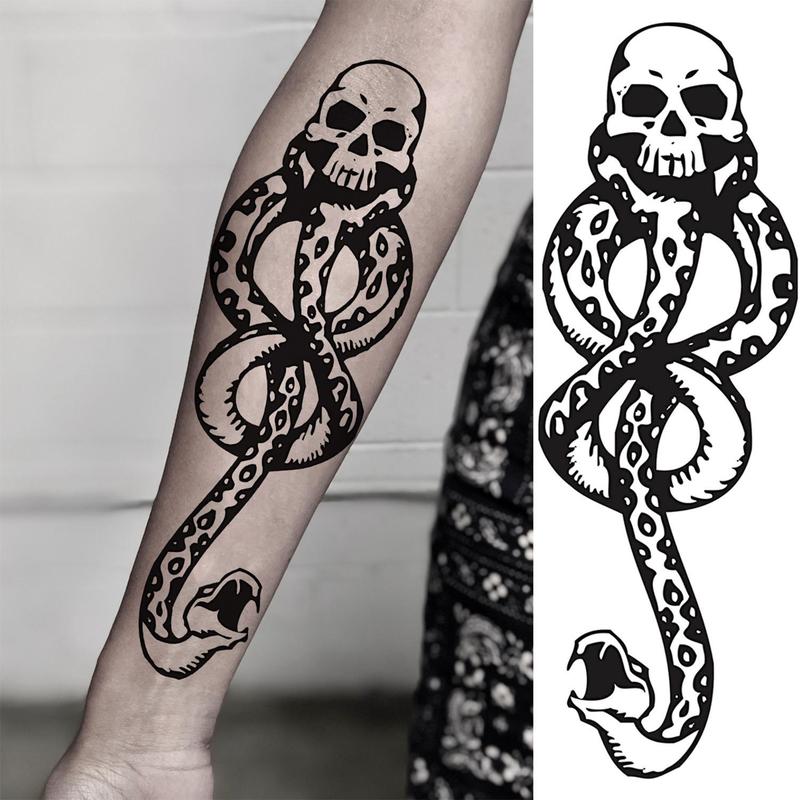 Snake & Flower Pattern Temporary Tattoo Sticker, 10pcs/set?Realistic Arm Tattoo Sticker, Body Decoration for Men & Women