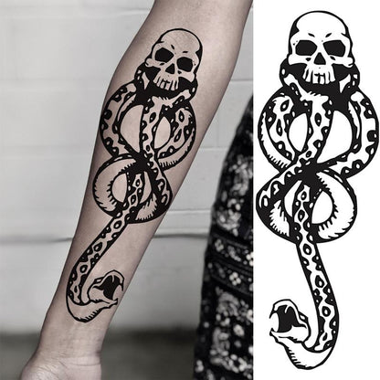 Snake & Flower Pattern Temporary Tattoo Sticker, 10pcs/set?Realistic Arm Tattoo Sticker, Body Decoration for Men & Women