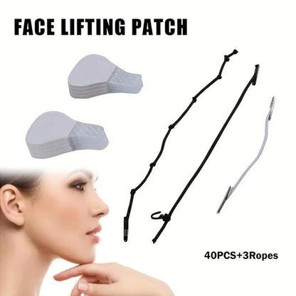 40pcs Face Lifting Sticker & 3pcs Rope Set, V-shaped Face Lifting Strap, Face Lifting Sticker for Women