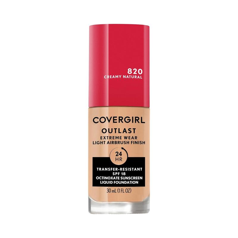 Covergirl Outlast Extreme Wear 3-in-1 Full Coverage Liquid Foundation, SPF 18 Sunscreen, Creamy Natural, 1 Fl. Oz. Concealer Flawless Makeup Cosmetic Lightweight