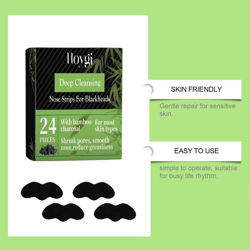 Bamboo Charcoal Blackhead Patch, 1 Box Natural Charcoal Black Head Remover, Nose Pores Cleaning Strips, Professional Skincare Products for Women