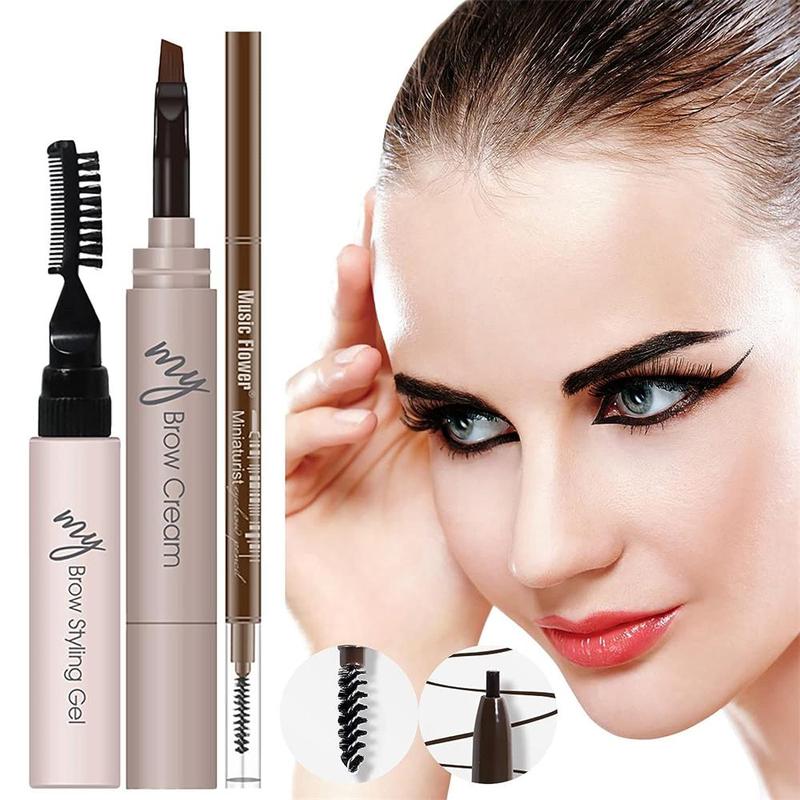 3pcs 3 In 1 Eyebrow Gel & Eyebrow Pencil & Mascara Set, Waterproof Long Lasting Eyebrow Makeup Set, Eyebrow Makeup Set, Waterproof Long Lasting Eyebrow Gel, Eyebrow Pencil, Eyebrow Cream, Eyebrow Makeup Tool, Brow Shaping & Filling Kit