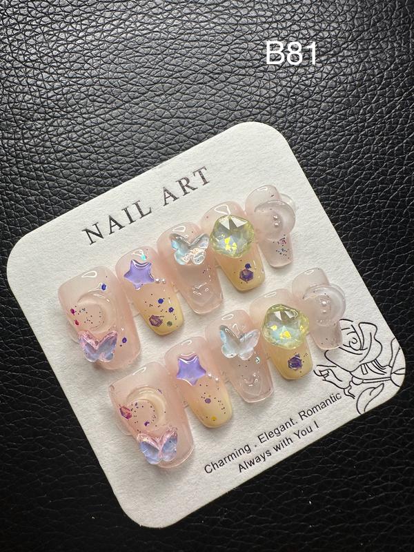 LIVE All-A/B Medium Length Sets. One-Of-A-Kind Handmand Medium Press-On Nails, Best-Selling, Chic and Convenient Nail Art, Cosmetic, Easy, Reusable, Valentinesday, Beauty, Gift hellolovepressnails kissnailacrylickit bubblebathsquareroundnail