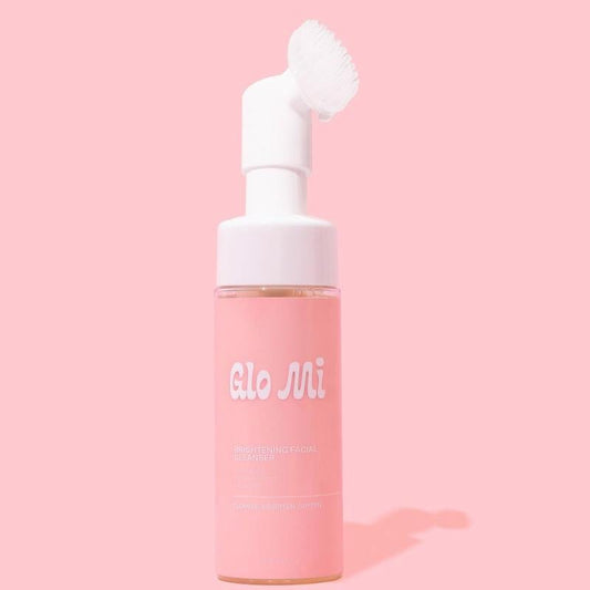 NEW- Glo Mi Rose Water Kojic Acid Foaming Facial Cleanser with Silicone Brush for Natural Skin Glow