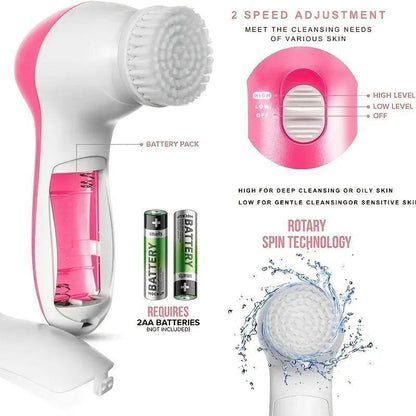 5 in 1 Facial Beauty Care Massager, 1 Box Electric Deep Cleansing Brushes Set, Different Brush Heads for More Cleaning Scenarios, Women's Skincare Tools