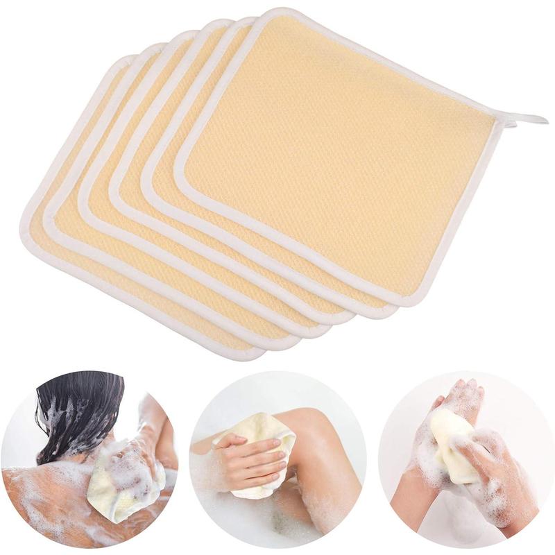 6 Pack Exfoliating Wash Cloths for Body Scrub and Face Clean, Dual-Sided Exfoliating Wash Towels Bath Washcloths for Men Women Skin Massage Spa - Rough Exfoliating Side and Soft Terry Side