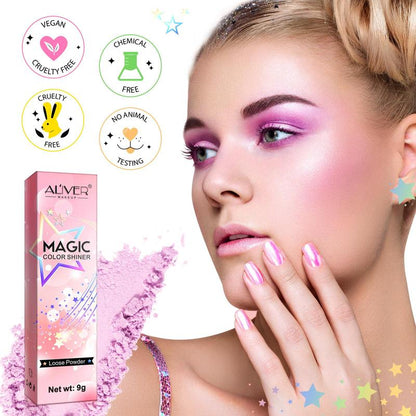 Glitter Powder, 3 Counts/set Highlighter Makeup, 3D Face Blusher Fairy Highlight Patting Powder, Magic Color Shimmering Powder