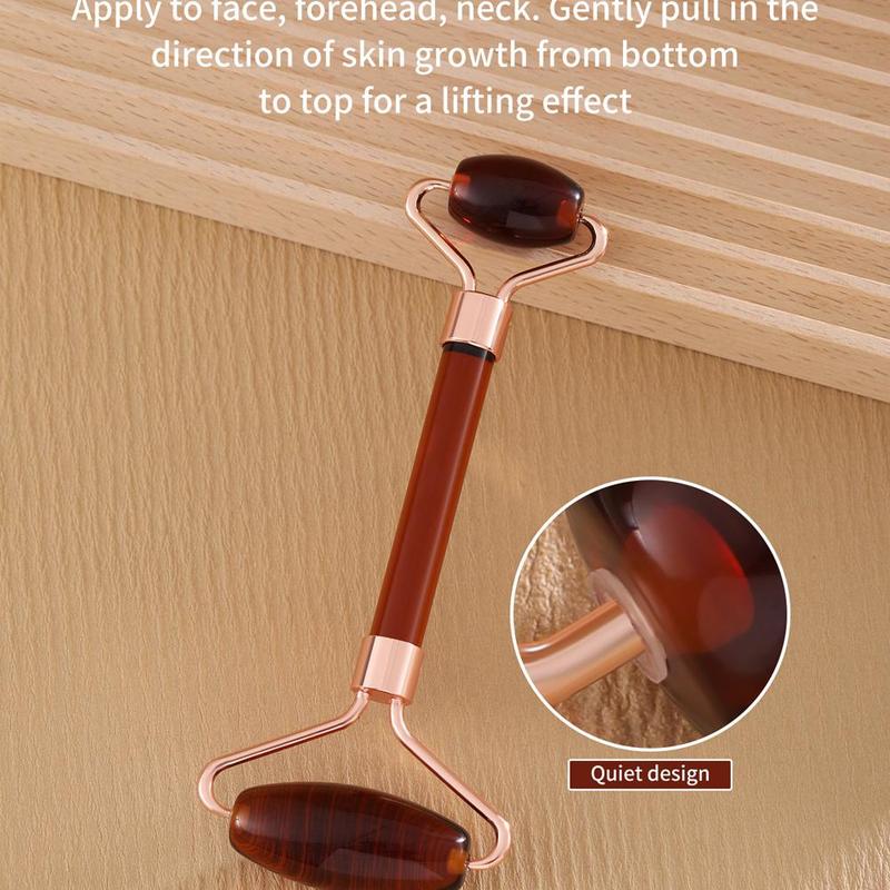 Double-headed Handheld Roller & Scraping Board, Gua Sha Board for Face Neck Chin Forehead Massage, Face Rolling Skincare Tools