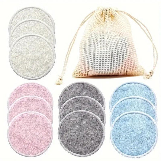 Reusable Compressed Facial Cleaning Pads, 12pcs/set Natural Bamboo Fiber Makeup Remover Pads, Gentle On Skin