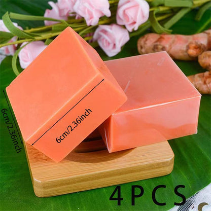 Turmeric Extract Moisturizing Soap, 4 Counts/set Nourishing Face Soap Bar, Gentle Cleansing Tool for Face & Body, Skin Care Product for Women & Men