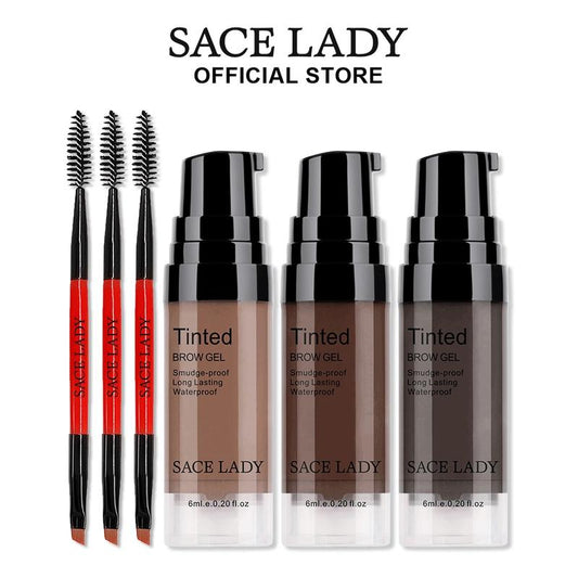 SACE LADY 3 Colors Eyebrow Gel Set Waterproof Long Lasting Pigmented Eyebrow Tinted Cream With Brow Brushes 3Pcs*0.2Fl Oz