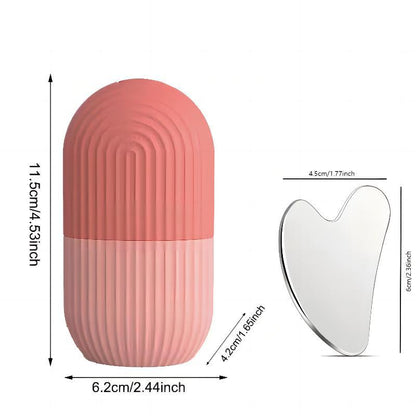 Skin Care Gifts,?Heart Shaped Gua Sha Board & Capsule Facial Ice Holder, 2pcs/set Professional Skincare Tools for Face Skincare Massage