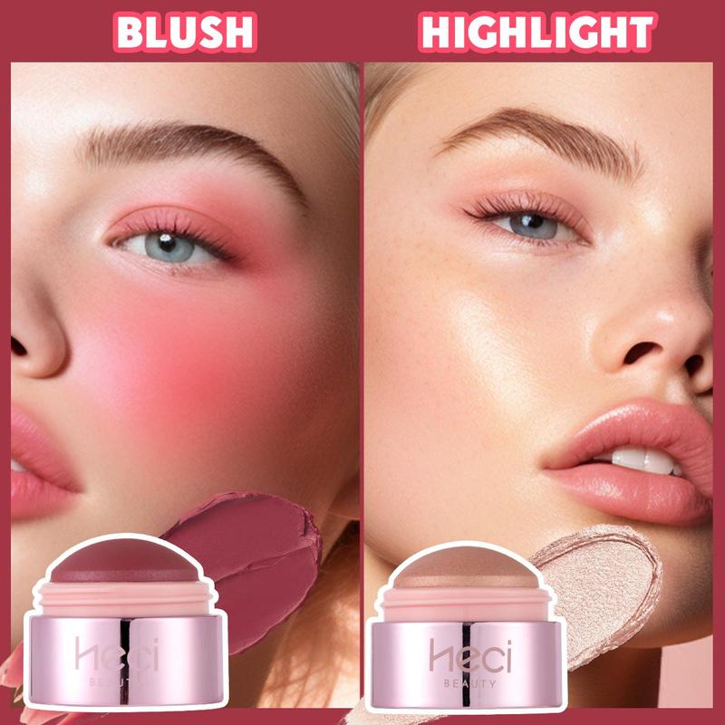 Long Lasting Highlighter & Blush Set, 2 Counts/set Non-greasy Lightweight Blush & Highlighter Stick, Natural Look Blush for Daily Makeup