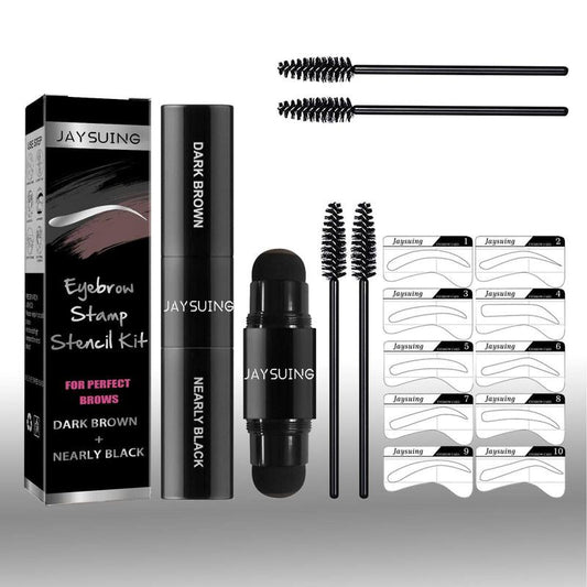 Eyebrow Stamp Stencil Kit, 1 Box 2 in 1 Eyebrow Stamp with Brush & Stencils, Long Lasting Eyebrow Stamp, Eyebrow Makeup Tool for Women