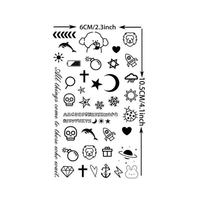 Mixed Style Cute Tattoo Sticker, 15 Sheets Waterproof Temporary Tattoo Sticker, Fake Tattoo Sticker for Women & Men, Realistic Tattoo Sticker for Daily Use