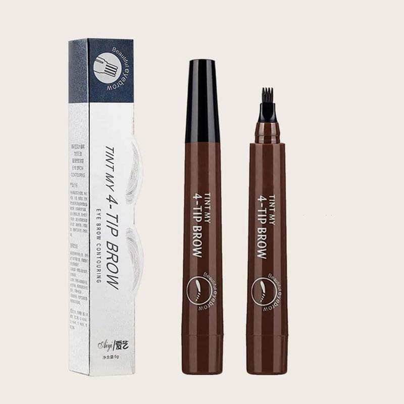 Four-tooth Liquid Eyebrow Pen, 1 Count Long Lasting Eyebrow Liquid Pencil, Brow Styling Brush, Sweat Proof High Pigmented Brow Shading and Filling Pen