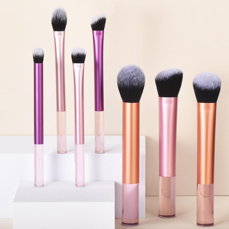 Makeup Brush with Clear Handle, Versatile Soft Makeup Brushes for Foundation, Powder, Concealers, Eye Shadows, Blush, Lip Balm, Brushes with Soft Bristles & Comfortable Grip for Beginners, Cosmetic Brush Set