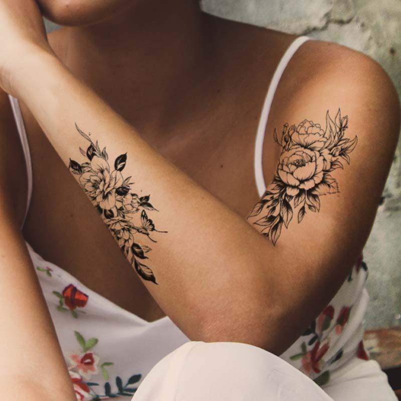 Floral & Butterfly Pattern Tattoo Sticker, 7pcs Temporary Tattoo For Women & Men, Waterproof Fake Tattoo Sticker, Body Art Sticker