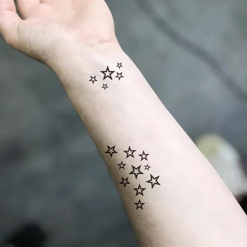 Star Pattern Temporary Tattoo Sticker, Fake Tattoo Sticker, Body Art Decoration, Body?Makeup?Cosmetic?Tool?For Women & Girls