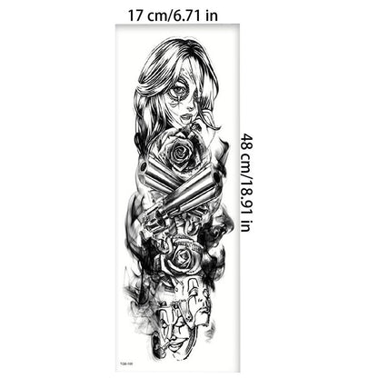 Rose Girl Pattern Temporary Tattoo Sticker, Waterproof Tattoo Decal, Body Art Decoration For Women & Girls