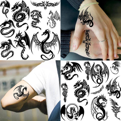 Spider Web & Snake & Scorpion & Dragon Pattern Temporary Tattoo Sticker, 15pcs/set Realistic Fake Tattoo Sticker for Party, Long Lasting 3D Fake Tattoo Sticker