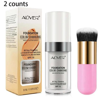 30ml Long-lasting Foundation & Makeup Brush Set, 2 Counts Moisturizing Foundation Kit, Makeup Set For Women