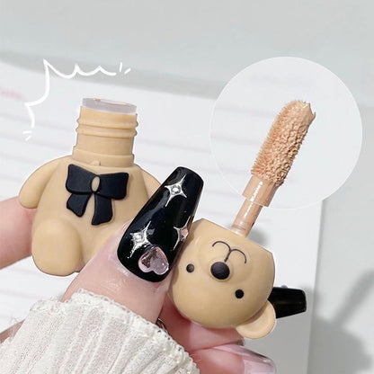 Cute Cartoon Bear Design Matte Concealer Liquid Foundation with Keychain, 1 Count Professional High Concealer Moisturizing Hydrating Foundation, Portable Makeup Tools for Daily Use