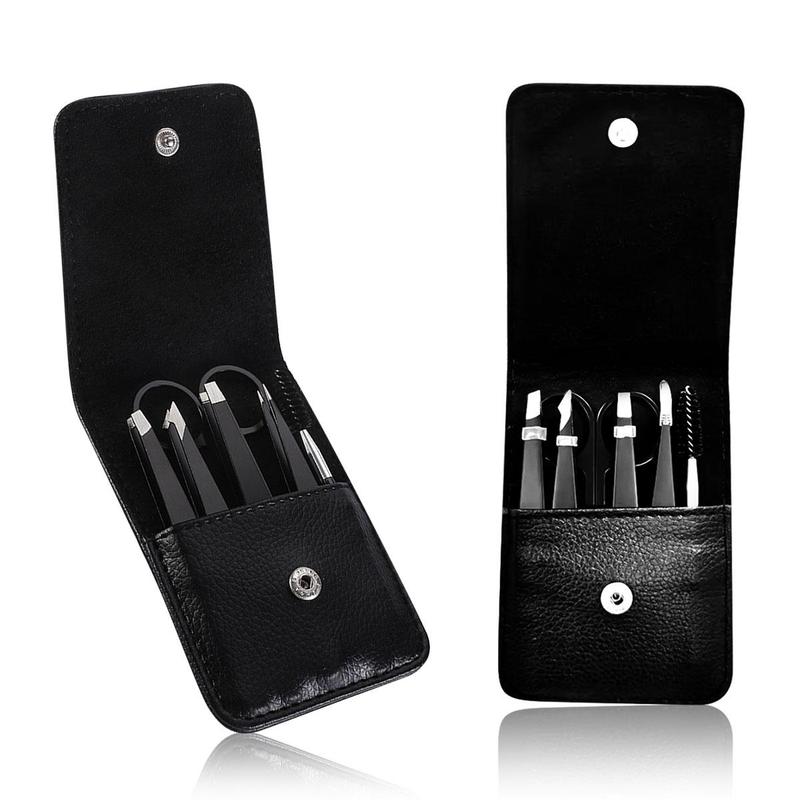 Eyebrow Care Tool Set, 6pcs Eyebrow Clippers Tweezers Eyebrow Trimming Kit with Bag, Professional Eye Makeup Tools