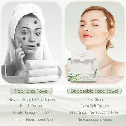 Roll over image to zoom in Disposable Face Towel Biodegradable Large Dry Wipes 60 Count/Box Extra Thick Soft Clean Facial Towels for Sensitive Skin, Makeup Removing, Cleansing, Nursing, Travel, 10¡Á12 Inches degradable face towel Skincare Comfort