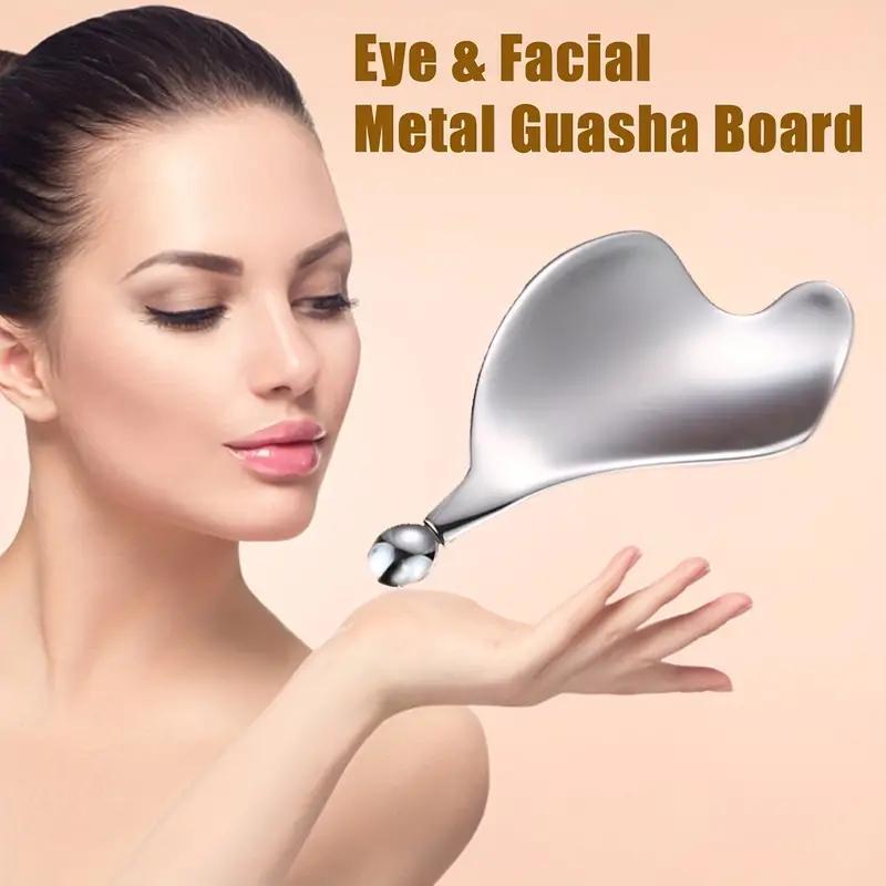 Leaf Shaped Eye Massage Roller, Eye & Facial Metal Gua Sha Board, Facial Massage Tool, Professional Skincare Tools for Women