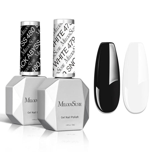 MelodySusie Gel Polish Kit 15ml Black & White Colors Polish Set Nail Art Manicure Salon Diy at Home Christmas Gift Nail Care Nail Polish