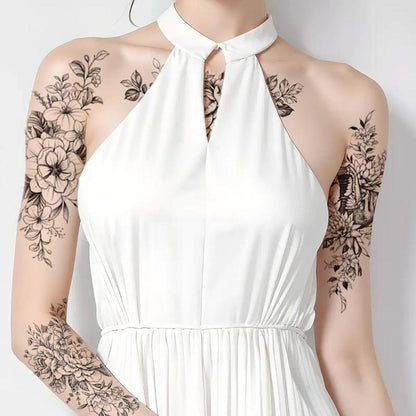 5pcs Flower Pattern Temporary Tattoo Sticker, Waterproof Pattern Tattoo Sticker for Women & Men