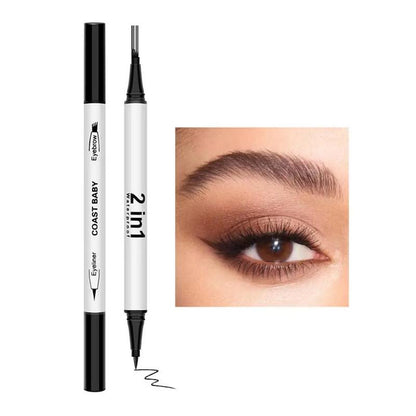 Double-ended 2-In-1 Eyebrow & Eyeliner Pencil, 1 Count Waterproof Eyebrow Pencil, Long-lasting Eyebrow Pencil, Professional Eye Makeup Tool For Women