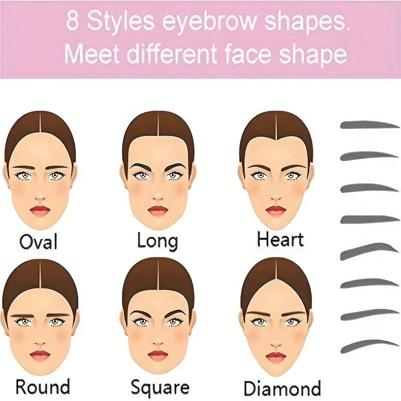 Eyebrow Templates with Handle, 8pcs/set Reusable Eyebrow Stencil, Professional Makeup Tools for Eyebrow Shaping and Grooming