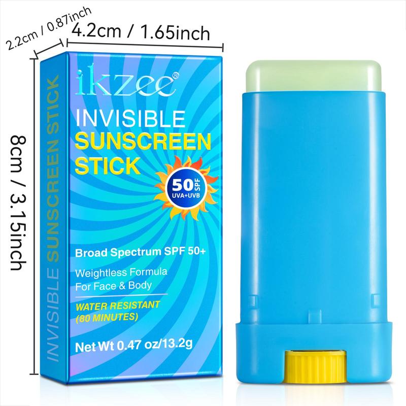 Invisible Sunscreen Stick, 3 Counts Lightweight Sunscreen Stick, Strong Ultraviolet Light Protection Cream, Sunscreen Cream for Wear Under & Over Makeup