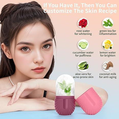 Facial Ice Roller, Ice Cube Roller Massager, Face/Eye/Neck Ice Roller, Eliminate Eye Bags, Reduce Migraines. Repeatable massage, firming and anti-wrinkle, improve skin quality. Whiten skin, enhance natural glow, gift for special women, . Silicone Skincare